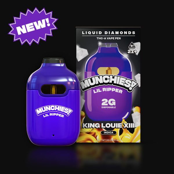 photo of delta munchies lil ripper thca liquid diamond vape king louie xlll 2g