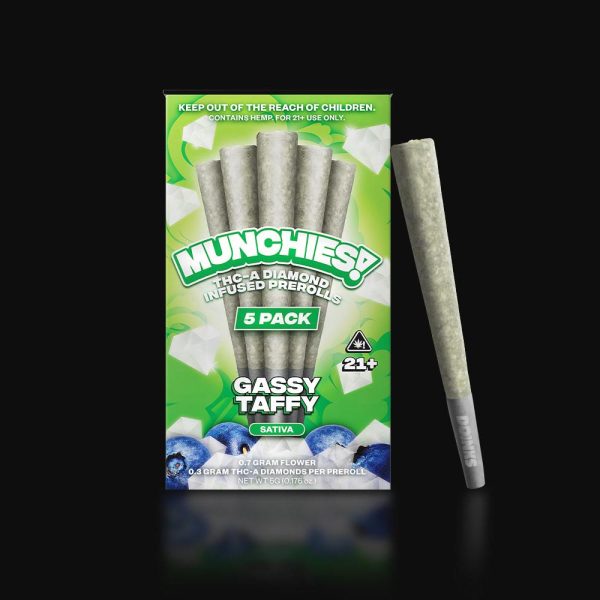 a photo prerolls 5pack gassy taffy delta munchies