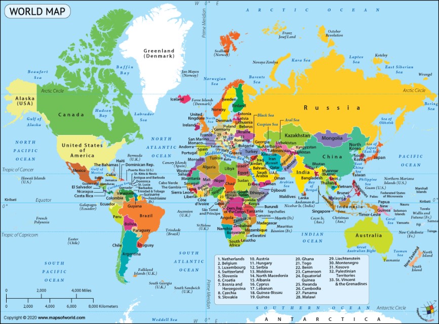 this is a photo of the world map with countries to ship to